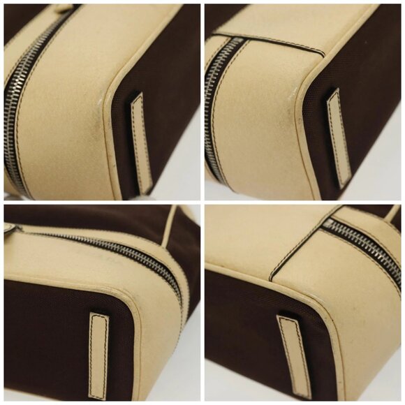 PRADA Hand Bag Canvas Leather Beige Brown Auth bs29303 - Picture 14 of 16